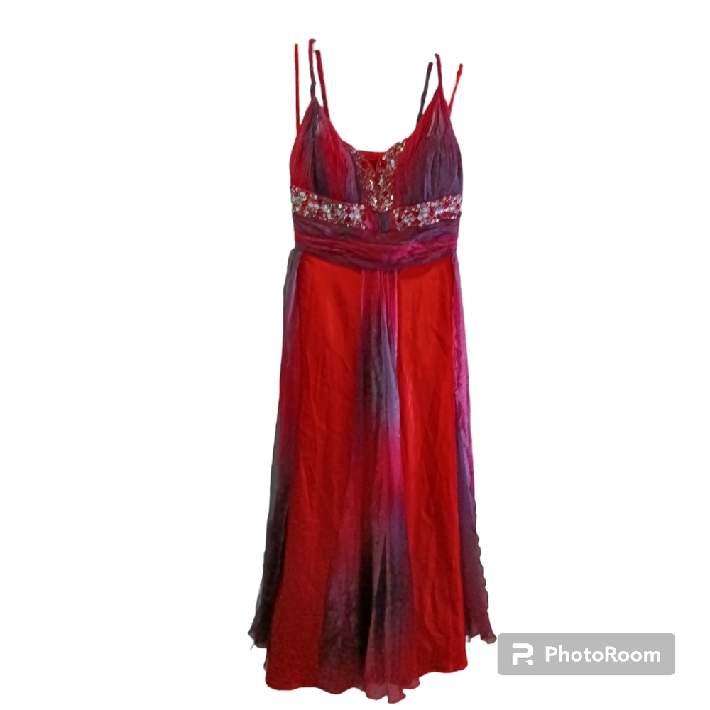 Multi color red gown